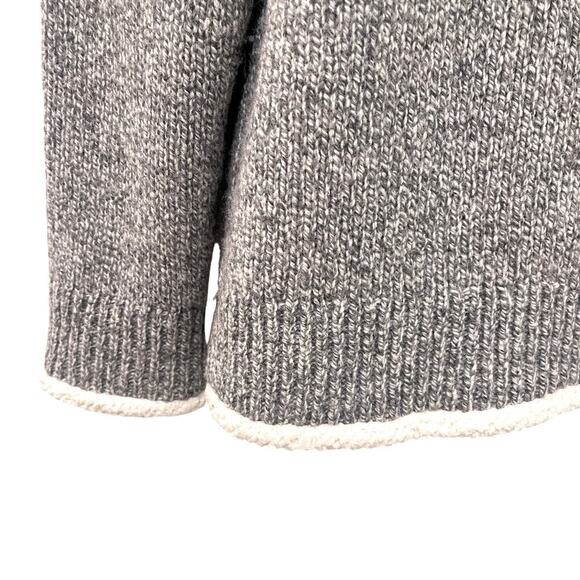 LL Bean Classic Women's Ragg Wool Sherpa lined Zip Sweater Grey Medium 503315 - Picture 6 of 11